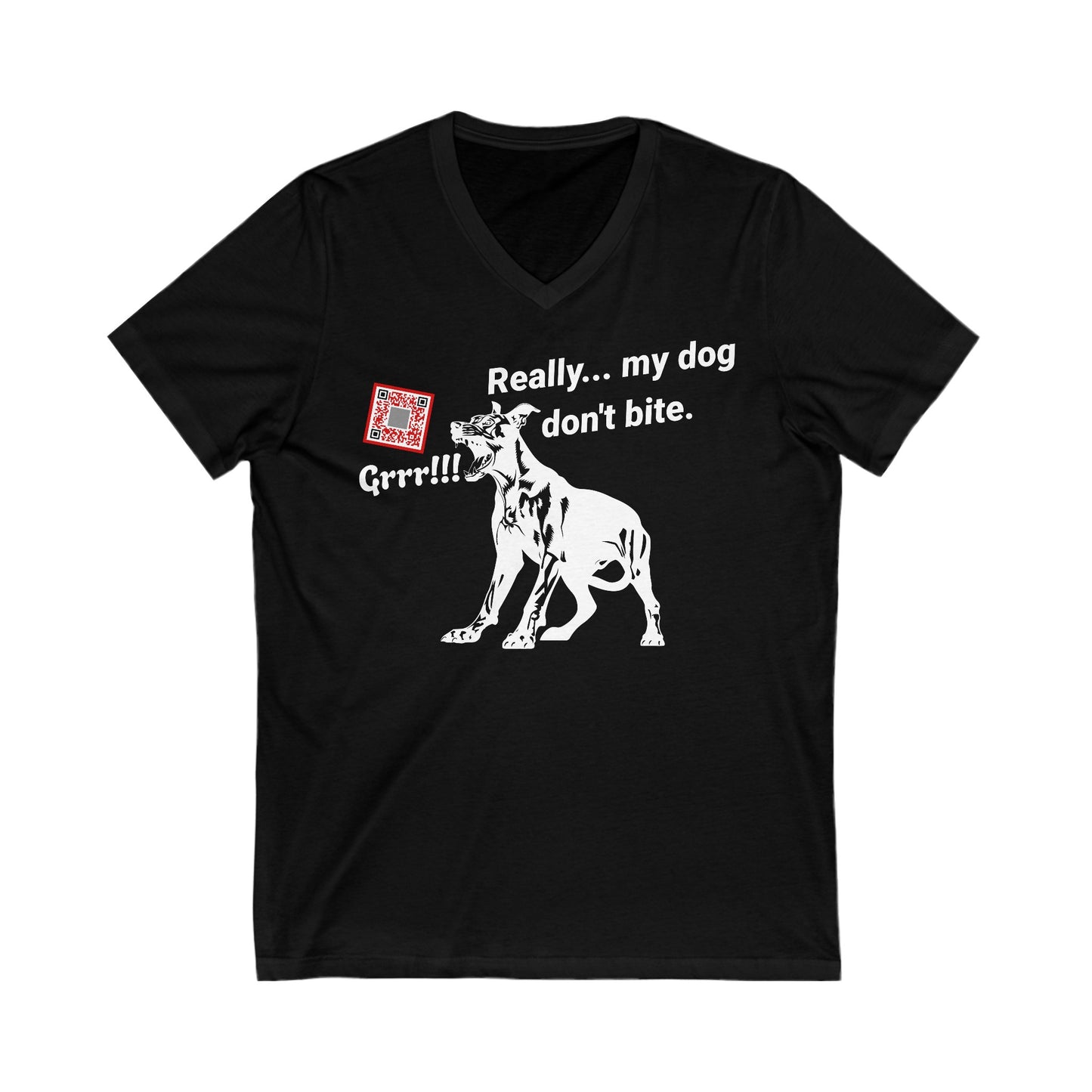 Dog Don't Bite Original Short Sleeve V-Neck Tee (Unisex)