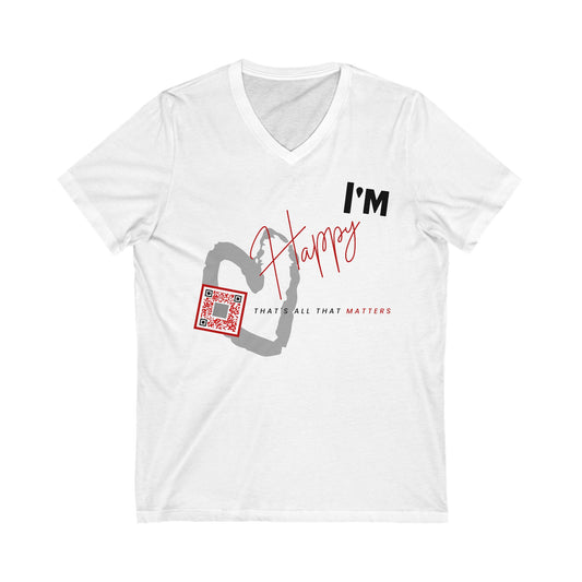 I'm Happy Original Short Sleeve V-Neck Tee (Unisex)